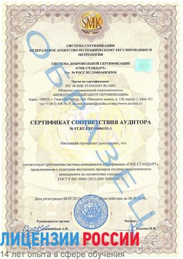 Образец сертификата соответствия аудитора №ST.RU.EXP.00006191-1 Гусиноозерск Сертификат ISO 50001